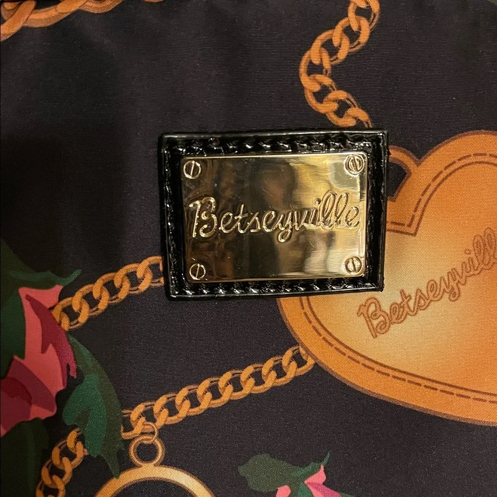 Betsey Johnson Black and Pink Floral Laptop Bag